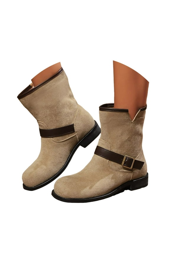 Women's Ankle Boots Classic Suede Clogs Buckle Comfortable Riding Walking Short Booties