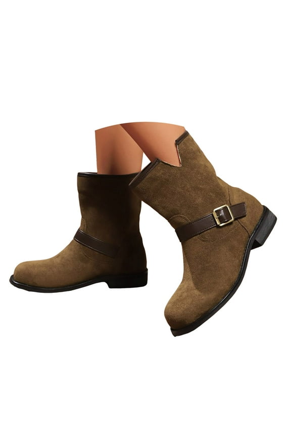 Women's Ankle Boots Classic Suede Clogs Buckle Comfortable Riding Walking Short Booties
