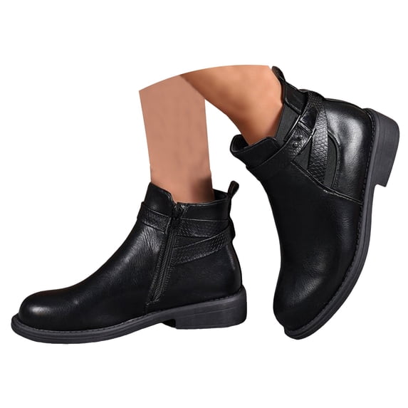 Mepaouo Women's Ankle Boots Heel Chelsea Slip on Short Booties Fashion Elastic Fall Shoes