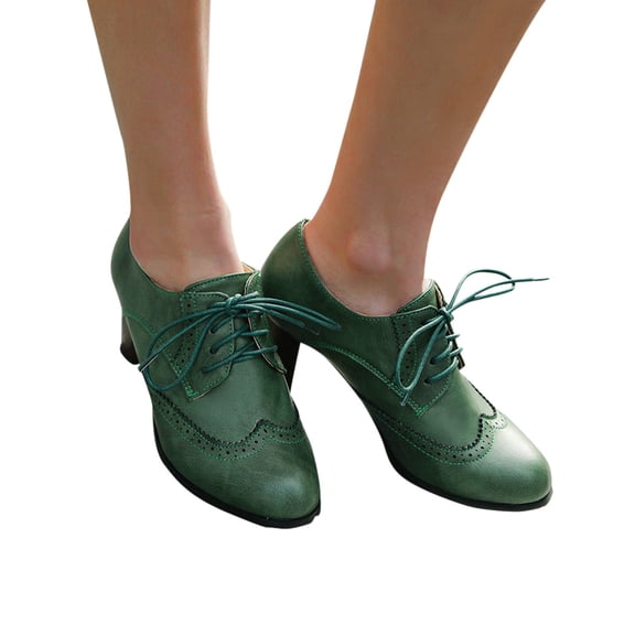 Mepaouo Women's Ankle Boots Lace-up Round Toe Low Heel Dress Booties Comfortable Formal Work Shoes