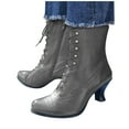 thumbnail image 1 of Mepaouo Women's Ankle Boots Mid Calf Boots Vintage Granny Renaissance Lace up Goth Combat Booties(Grey,7), 1 of 5
