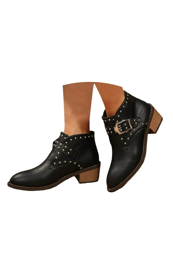 Women's Ankle Boots Pointy Toe Chelsea Bohe Cowboy Western Booties Low Heels Shoes