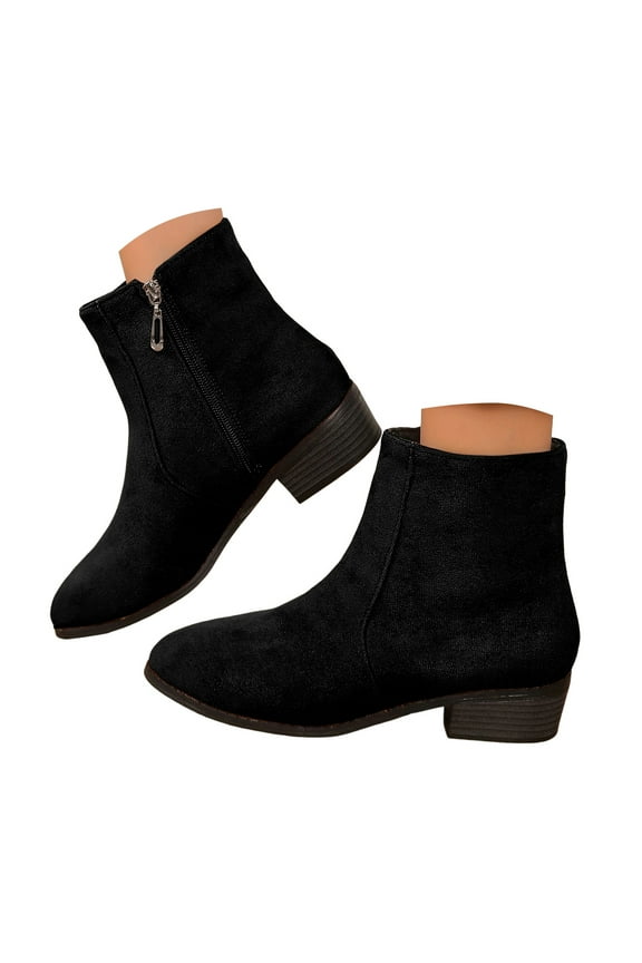 Women's Ankle Boots Suede Chunky Low Heeled Short Booties Dress Western Fall 2025 Shoes