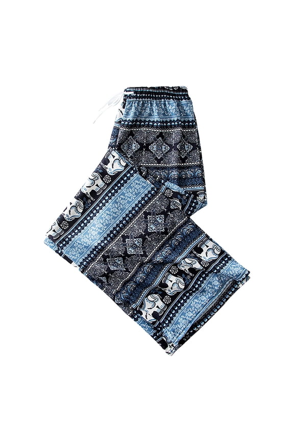 Women's Boho Palazzo Pants Drawstring Wide Leg Harem Beach Yoga Pants with Pocket