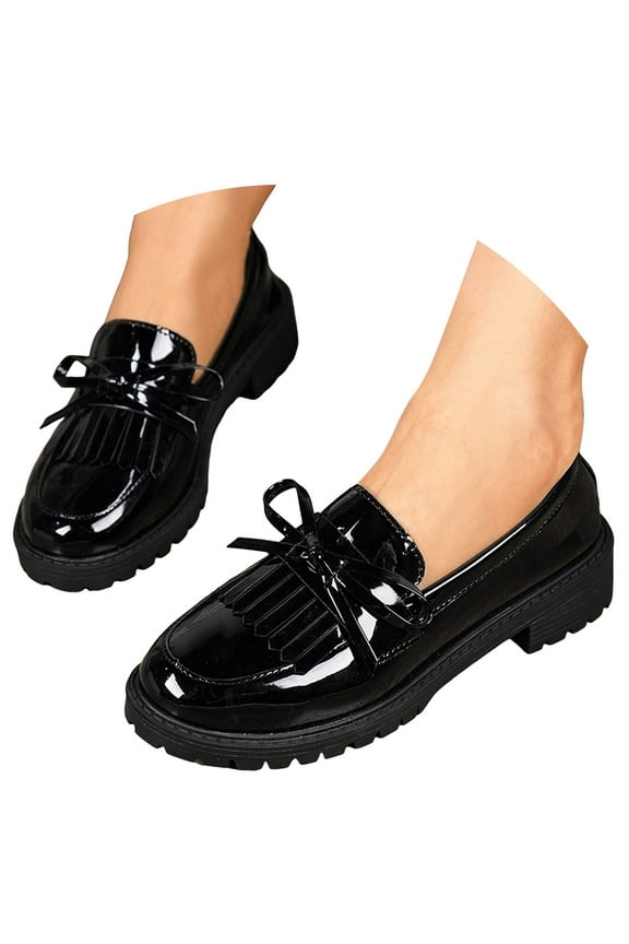 Women's Bowknot Loafers Platform Slip on Dressy Shoes Mary Jane Business Work Flats