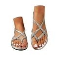 thumbnail image 1 of Mepaouo Women's Braided Flat Sandals Elastic Ankle Strap Walking Flip Flops Slingback Casual Shoes, 1 of 8