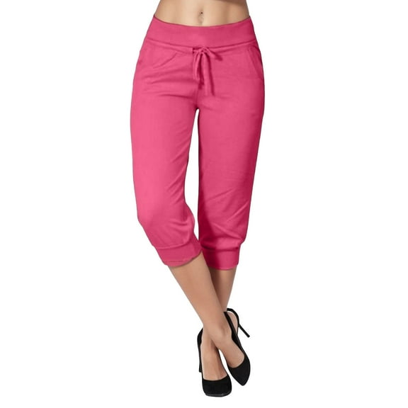 Mepaouo Women's Capris Sweatspants Loose Drawstring High Waisted Yoga Short Pants with Pockets Sizes S-XXL