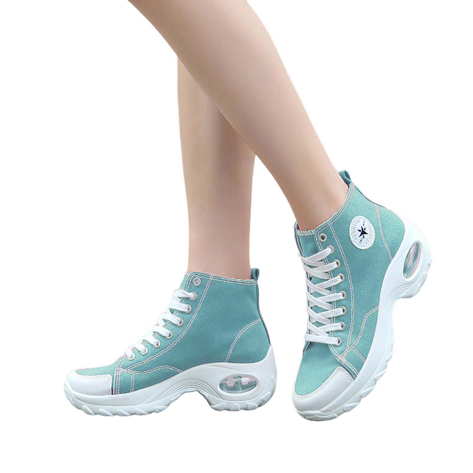 Platform Jogging Mepaouo Women's Casual Canvas Air Cushion Sneakers High Top Platform ...