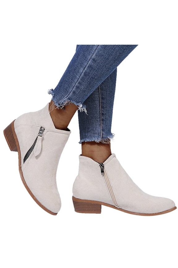 Women's Chelsea Ankle Boots Zipper Pointd Toe Suede Fall Winter Western Bootie Shoes