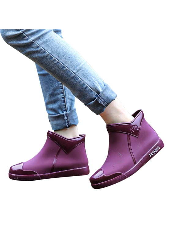 Women's Chelsea Rain Boots Waterproof Short Garden Shoes Anti Slip Outdoor Mud Boots