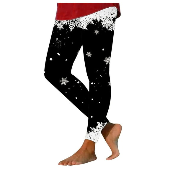 Mepaouo Women's Christmas Crossover Leggings High Waisted Xmas Printed Tights Yoga Pants(White,S)