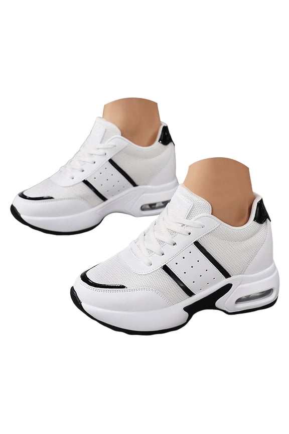 Women's Chunky Platform Sneakers Air Cushion Casual Dad Shoes Lace up Mesh Tennis Walking Shoes