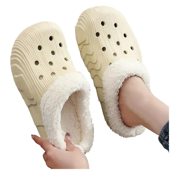 Mepaouo Women's Clogs Winter Warm House Slippers Fleece Walking Garden Shoes Quick Drying Slip on Mules