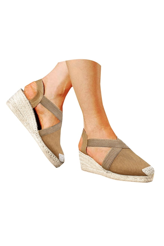 Women's Closed Toe Wedge Sandals Comfortable Ankle Strap Platform Espadrilles Summer Dressy Shoes