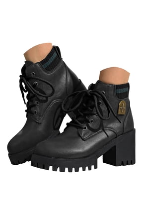 Women's Combat Ankle Boots Lace up High Chunky Heel Military Short Booties Ladies Dress Riding Boots