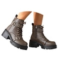 thumbnail image 1 of Mepaouo Women's Combat Ankle Boots Lace up Platform Dress Booties Buckle Rivets Punk Goth Shoes with Zipper, 1 of 9