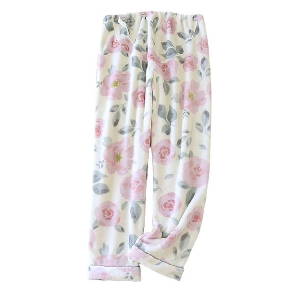 Mepaouo Women's Coral Fleece Pajama Pants Comfy Warm Pajama Lounge Long Pants Sleepwear(Pink,M)