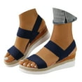 thumbnail image 1 of Mepaouo Women's Cork Espadrille Platform Sandals Arch Support Strappy Wedge Summer Walking Shoes, 1 of 7