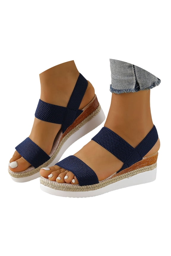 Women's Cork Espadrille Platform Sandals Arch Support Strappy Wedge Summer Walking Shoes