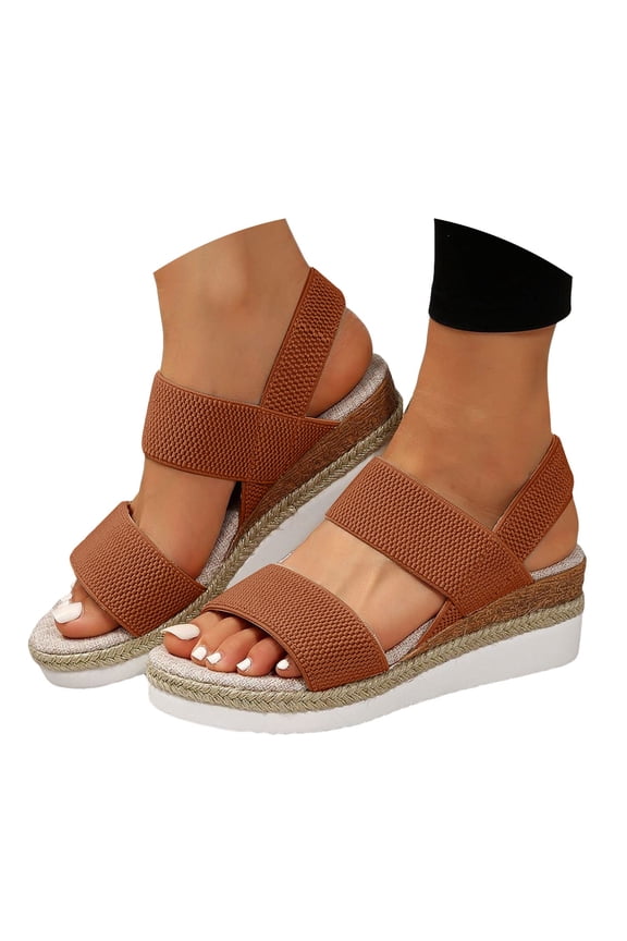 Women's Cork Espadrille Platform Sandals Arch Support Strappy Wedge Summer Walking Shoes
