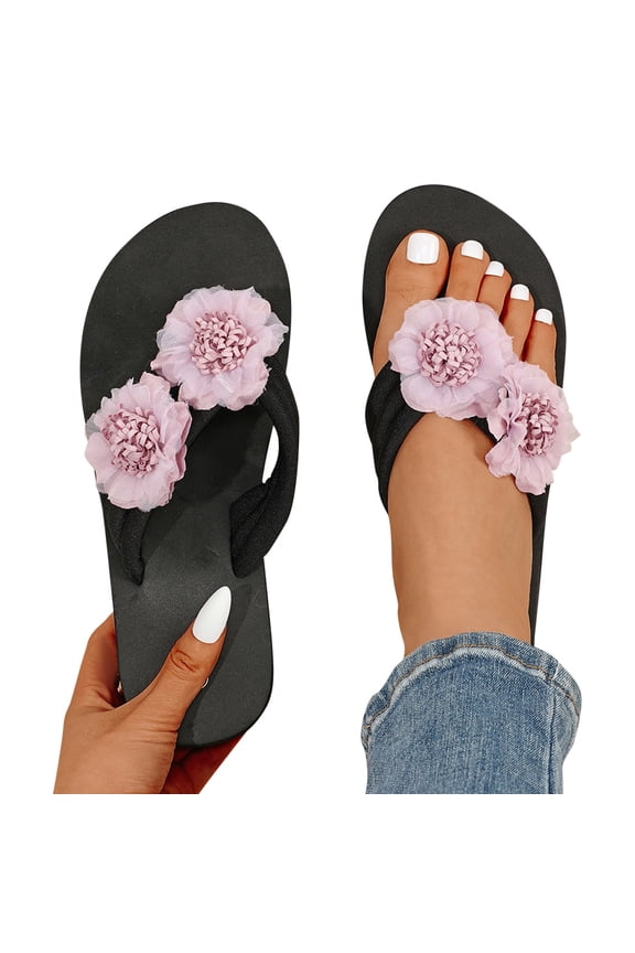 Women's Cushion Flip-Flops Orthotic Comfortable Yoga Mat Thong Sandals with Arch Support Purple Size 9