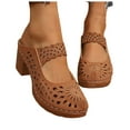 thumbnail image 1 of Mepaouo Women's Cutout Mule Clogs Open Back Chunky Heel Dress Shoes Arch Support Walking Pumps Brown 8.5, 1 of 8