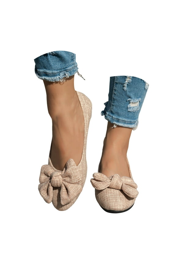 Women's Dress Flats Suede Cute Bow Ballet Loafers Formal Business Slip on Driving Walking Shoes