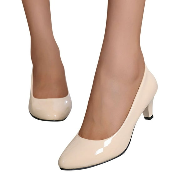 Mepaouo Women's Dress Pumps Closed Toe Kitten Heel Work Shoes Ladies Casual Slip on Mary Jane Loafers