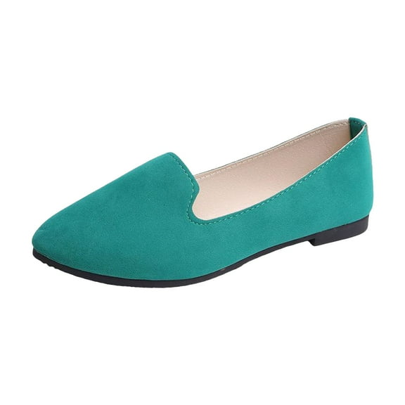 Mepaouo Women's Flat Dress Ballet Shoes Business Casual Slip on Walking Loafers(Green,5.5)