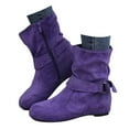 thumbnail image 1 of Mepaouo Women's Flat Heel Slouch Booties Lightweight Wide Mid Calf Slip on Casual Ankle Boots(Blue,6), 1 of 9