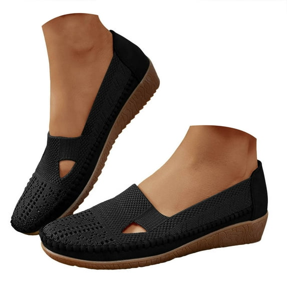 Mepaouo Women's Flat Shoes Knit Ballet Nurse Slip on Loafers Business Work Moccasins Casual Wedges