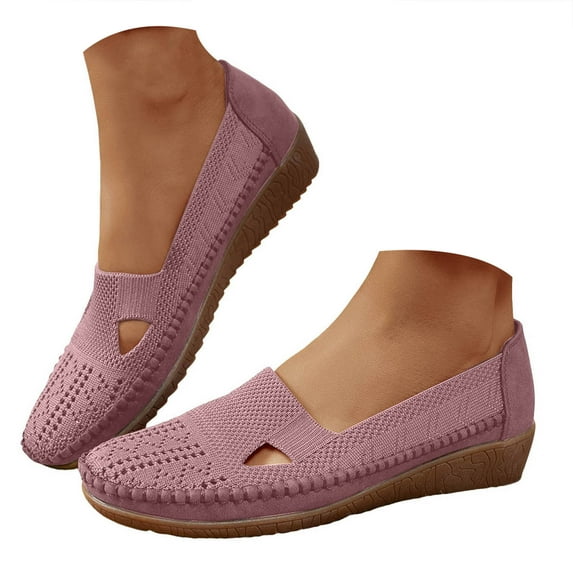 Mepaouo Women's Flat Shoes Knit Ballet Nurse Slip on Loafers Business Work Moccasins Casual Wedges