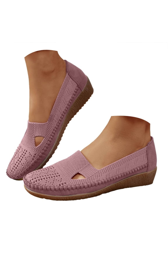 Women's Flat Shoes Knit Ballet Nurse Slip on Loafers Business Work Moccasins Casual Wedges