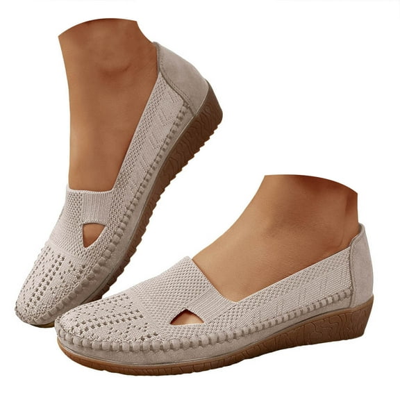 Mepaouo Women's Flat Shoes Knit Ballet Nurse Slip on Loafers Business Work Moccasins Casual Wedges