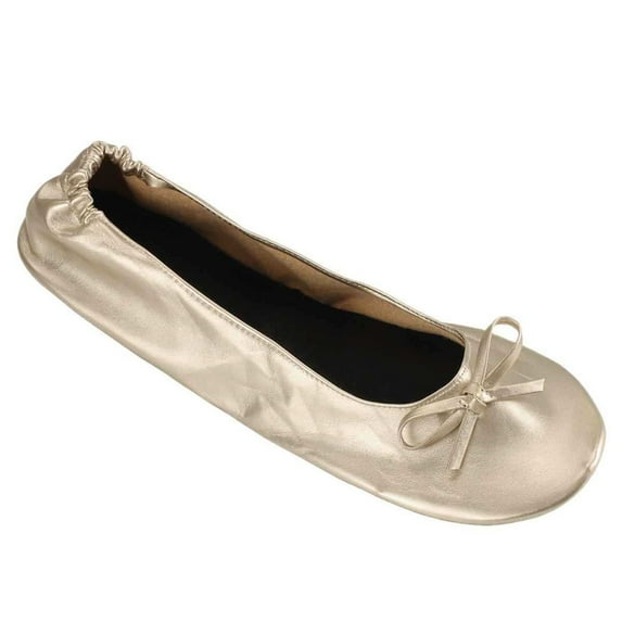 Mepaouo Women's Flats Foldable Portable Roll up Ballet Flat Bowknot Slip on Dress Shoes(Light Yellow,10.5)