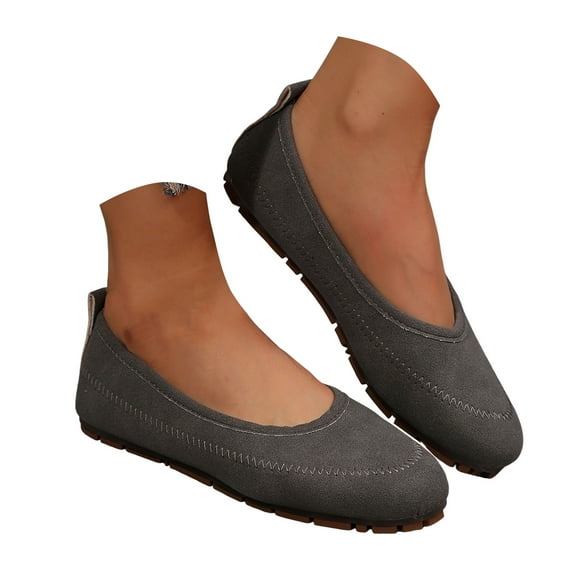 Mepaouo Women's Flats Shoes Suede Round Toe Ballet Dressy Loafers Comfortable Slip on Walking Shoes