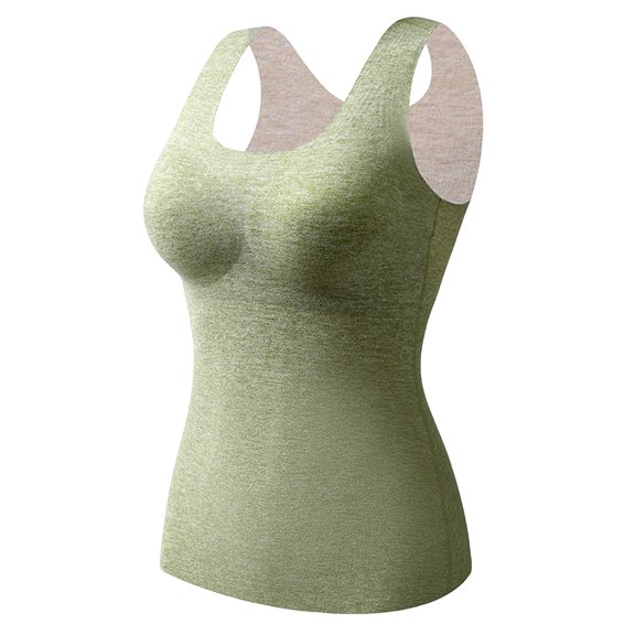 Mepaouo Women's Fleece Lined Thermals Underwear Tops Base Layer Tank Top Vest for Cold Weather(Green,XL)