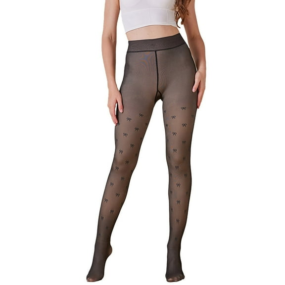 Mepaouo Women's Fleece Lined Tights Sheer Thermal Pantyhose Translucent Opaque Leggings(Gray,One Size)