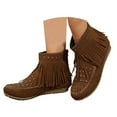 thumbnail image 1 of Mepaouo Women's Fringe Western Cowboy Boots Round Toe Walking Flats Tassels Cowgirl Booties(Brown,6), 1 of 8