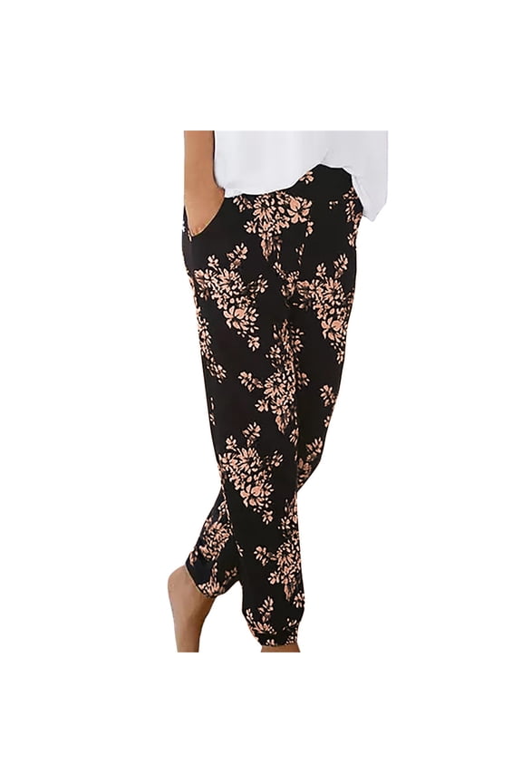 Women's Harem Pants High Waist Yoga Boho Trousers with Pockets Casual Beach Clothes Size 2XL