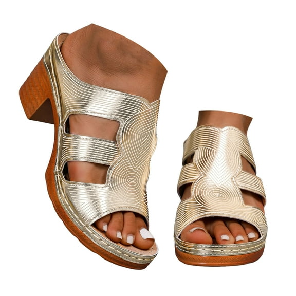 Mepaouo Women's Heeled Sandals Open Toe Low Chunky Heels Pumps Dress Casual Summer Backless Mules