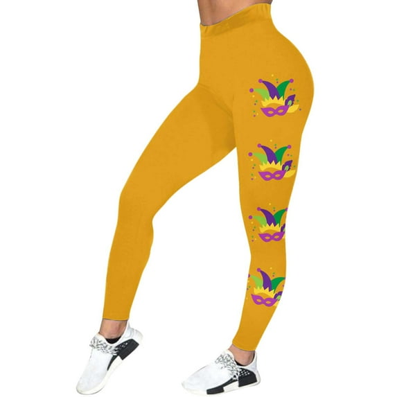 Mepaouo Women's High Waisted Yoga Pants Tummy Control Shiny Sports Tights Workout Leggings Sizes S-2XL