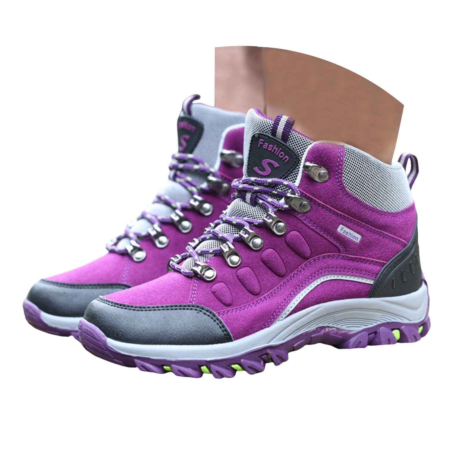 Mepaouo Women's Hiking Boots Waterproof Winter Snow Booties Trekking Camping Backpacking Outdoor Shoes