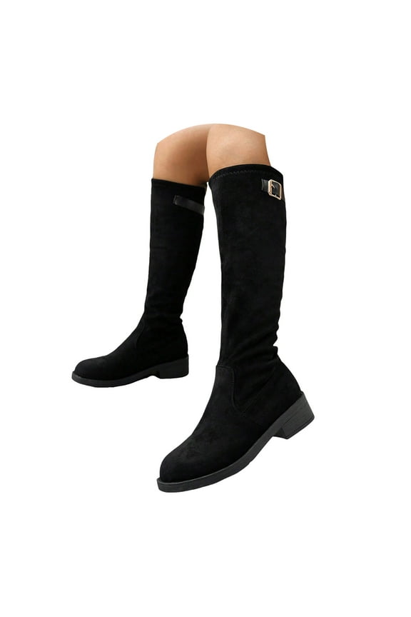 Women's Knee High Boots Round Toe Wide Width Slouch Boots for Wedding Birthday Party Date Dress