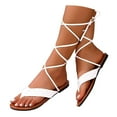 thumbnail image 1 of Mepaouo Women's Lace up Gladiator Sandals Criss Cross Strappy Flip Flops Tie up Summer Flat Shoes, 1 of 6