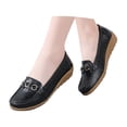 thumbnail image 1 of Mepaouo Women's Leather Loafers Slip on Casual Shoes Hollow Low Wedge Oxfords Soft Walking Flats, 1 of 5