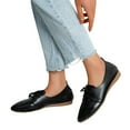 thumbnail image 1 of Mepaouo Women's Leather Perforated Oxfords Wingtip Lace up Pointed Toe Flat Vintage Womens Ballets Shoes, 1 of 8