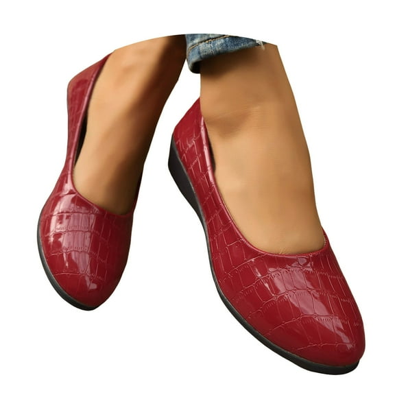 Mepaouo Women's Loafers Comfortable Leather Low Wedge Dressy Slip on Shoes Casual Business Flats