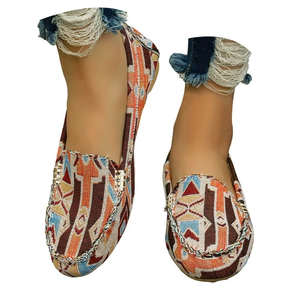 Mepaouo Women's Loafers Shoes Classic Canvas Slip Ons Work Shoes Ladies Comfort Casual Walking Flats