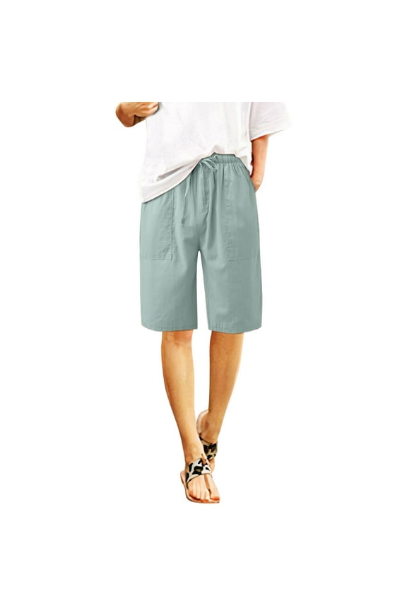 Women's Long Shorts Knee Length Lightweight Cargo Athletic Bermuda Beach Shorts Sizes S-XXL